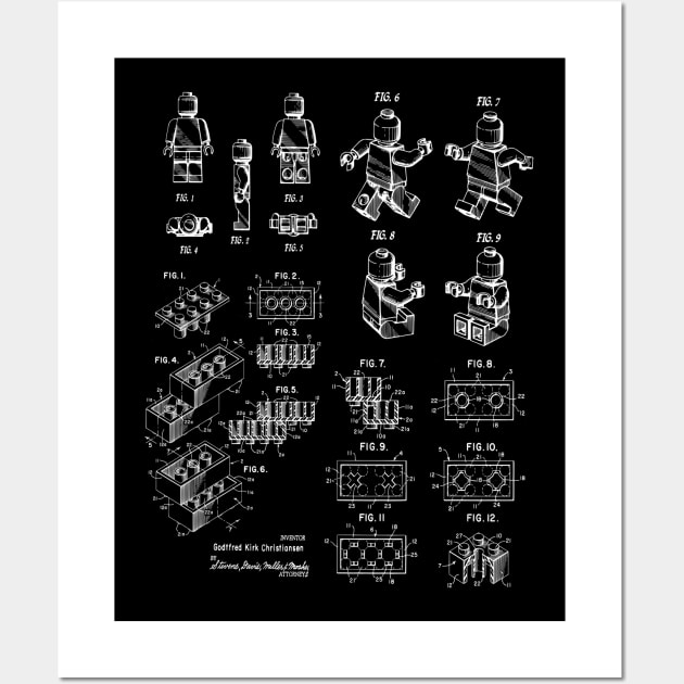 Lego Bricks And Lego Man Patent Prints Wall Art by MadebyDesign